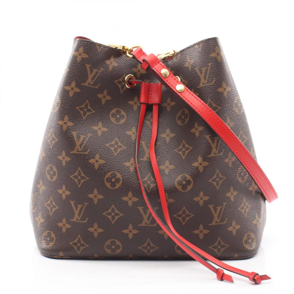 Louis Vuitton NeoNoe Canvas Leather Monogram Shoulder Bag Red Brown